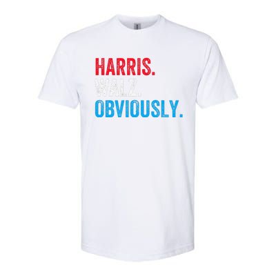 Kamala Harris Walz Obviously 2024 Election Vote Tim Waltz Softstyle CVC T-Shirt