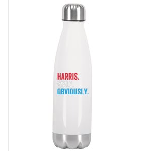 Kamala Harris Walz Obviously 2024 Election Vote Tim Waltz Stainless Steel Insulated Water Bottle