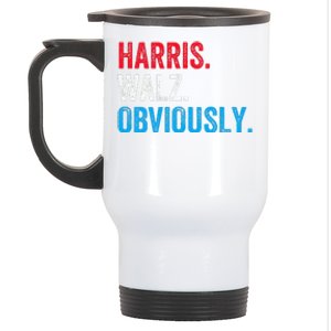 Kamala Harris Walz Obviously 2024 Election Vote Tim Waltz Stainless Steel Travel Mug