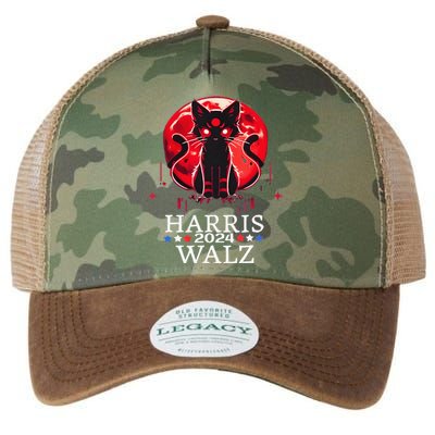 Kamala Harris Walz Childless Cat Lady Horror Cat Blood Moon Legacy Tie Dye Trucker Hat