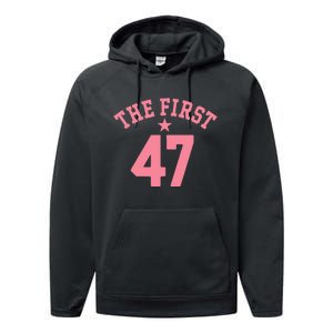 Kamala Harris Wins 47 Victory First Woman Female Performance Fleece Hoodie