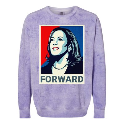 Kamala Harris Walz Waltz 2024 Moving Forward Not Going Back Colorblast Crewneck Sweatshirt