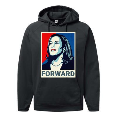 Kamala Harris Walz Waltz 2024 Moving Forward Not Going Back Performance Fleece Hoodie