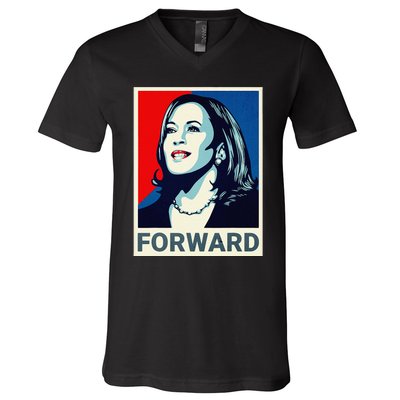 Kamala Harris Walz Waltz 2024 Moving Forward Not Going Back V-Neck T-Shirt