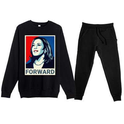 Kamala Harris Walz Waltz 2024 Moving Forward Not Going Back Premium Crewneck Sweatsuit Set