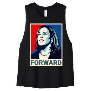 Kamala Harris Walz Waltz 2024 Moving Forward Not Going Back Women's Racerback Cropped Tank