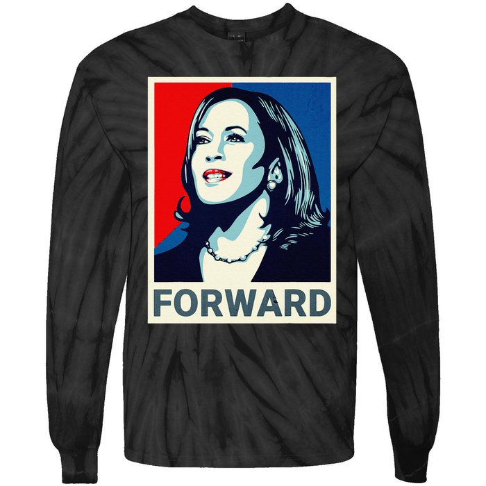 Kamala Harris Walz Waltz 2024 Moving Forward Not Going Back Tie-Dye Long Sleeve Shirt