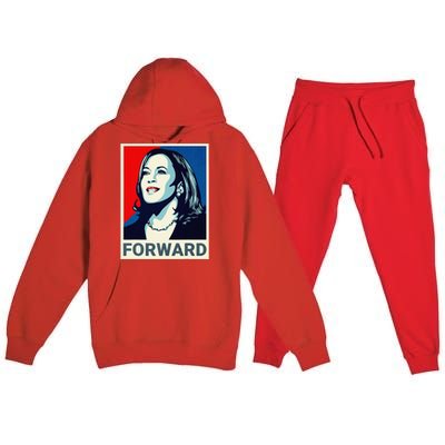 Kamala Harris Walz Waltz 2024 Moving Forward Not Going Back Premium Hooded Sweatsuit Set