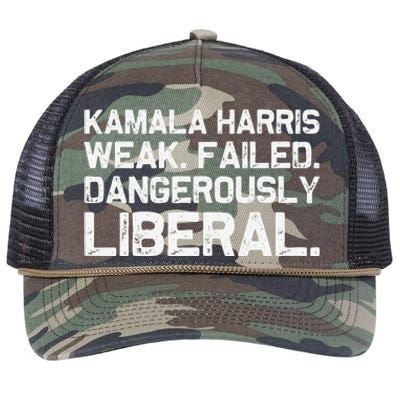 Kamala Harris Weak Failed Dangerously Liberal Retro Rope Trucker Hat Cap