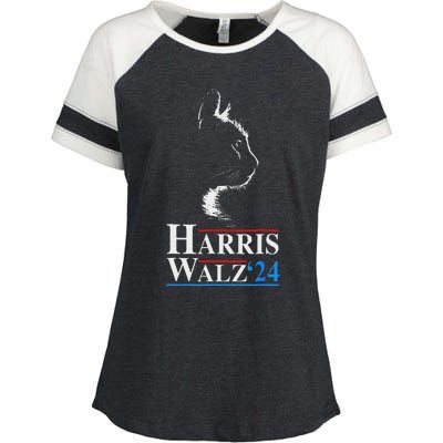 Kamala Harris Walz 2024 Cat Funny Vp Vice President Election Enza Ladies Jersey Colorblock Tee