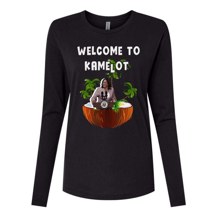 Kamala Harris Welcome To Kamelot Presidential Election 2024 Womens Cotton Relaxed Long Sleeve T-Shirt