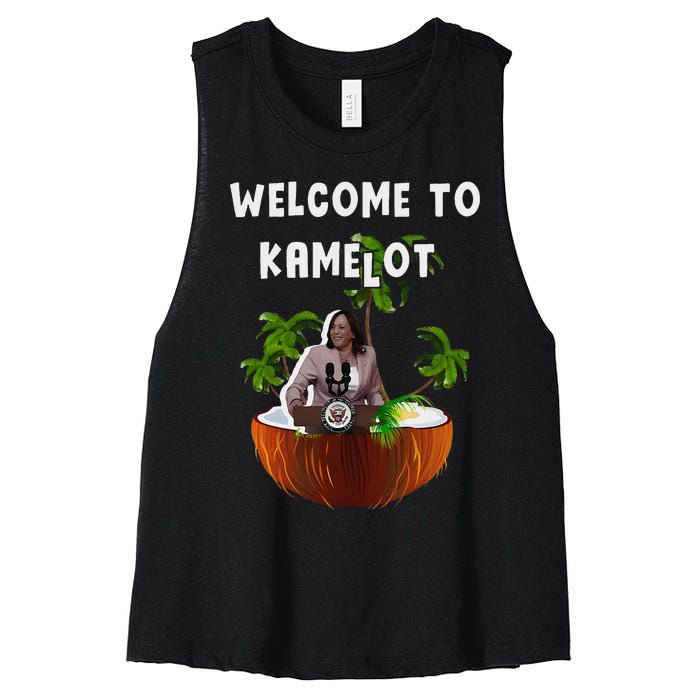 Kamala Harris Welcome To Kamelot Presidential Election 2024 Women's Racerback Cropped Tank