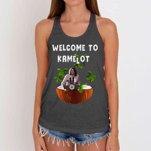 Kamala Harris Welcome To Kamelot Presidential Election 2024 Women's Knotted Racerback Tank