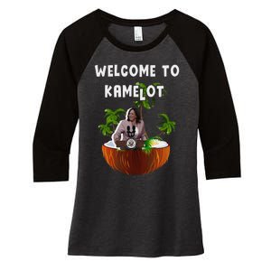 Kamala Harris Welcome To Kamelot Presidential Election 2024 Women's Tri-Blend 3/4-Sleeve Raglan Shirt