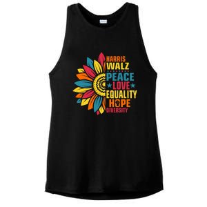 Kamala Harris Waltz Peace Love E Hope Diversity Ladies PosiCharge Tri-Blend Wicking Tank