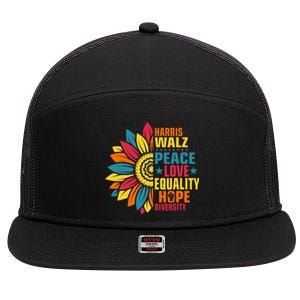 Kamala Harris Waltz Peace Love E Hope Diversity 7 Panel Mesh Trucker Snapback Hat