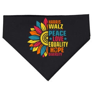 Kamala Harris Waltz Peace Love E Hope Diversity USA-Made Doggie Bandana