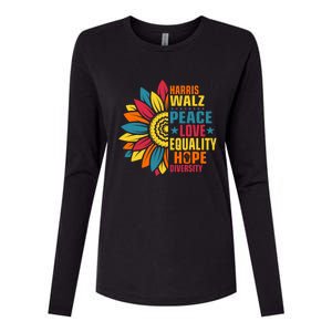 Kamala Harris Waltz Peace Love E Hope Diversity Womens Cotton Relaxed Long Sleeve T-Shirt