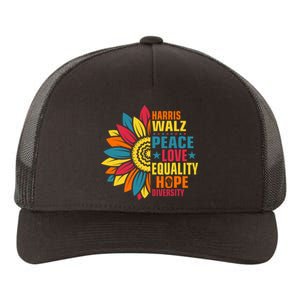 Kamala Harris Waltz Peace Love E Hope Diversity Yupoong Adult 5-Panel Trucker Hat