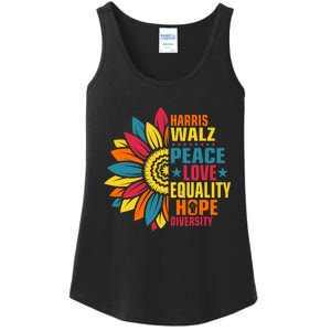 Kamala Harris Waltz Peace Love E Hope Diversity Ladies Essential Tank