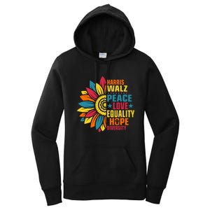 Kamala Harris Waltz Peace Love E Hope Diversity Women's Pullover Hoodie