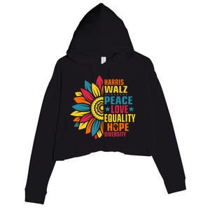 Kamala Harris Waltz Peace Love E Hope Diversity Crop Fleece Hoodie