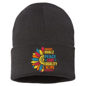 Kamala Harris Waltz Peace Love E Hope Diversity Sustainable Knit Beanie