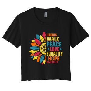 Kamala Harris Waltz Peace Love E Hope Diversity Women's Crop Top Tee