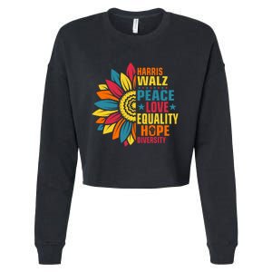 Kamala Harris Waltz Peace Love E Hope Diversity Cropped Pullover Crew