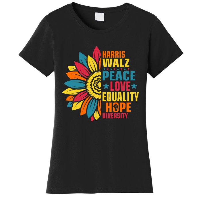 Kamala Harris Waltz Peace Love E Hope Diversity Women's T-Shirt