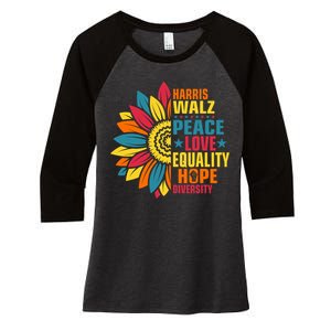 Kamala Harris Waltz Peace Love E Hope Diversity Women's Tri-Blend 3/4-Sleeve Raglan Shirt