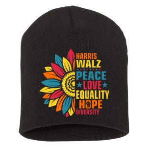 Kamala Harris Waltz Peace Love E Hope Diversity Short Acrylic Beanie