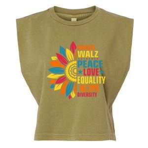 Kamala Harris Waltz Peace Love E Hope Diversity Garment-Dyed Women's Muscle Tee