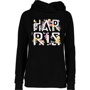 Kamala Harris Wildflower Floral Feminine First Female President 24 Womens Funnel Neck Pullover Hood