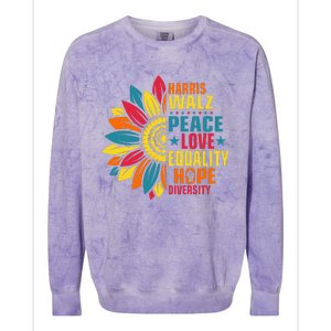 Kamala Harris Waltz Peace Love E Hope Diversity Colorblast Crewneck Sweatshirt