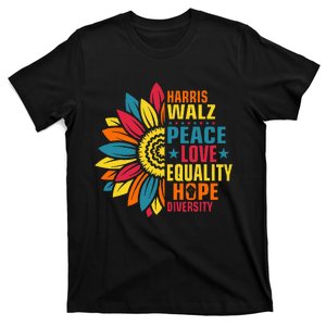 Kamala Harris Waltz Peace Love E Hope Diversity T-Shirt