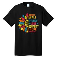 Kamala Harris Waltz Peace Love E Hope Diversity Tall T-Shirt