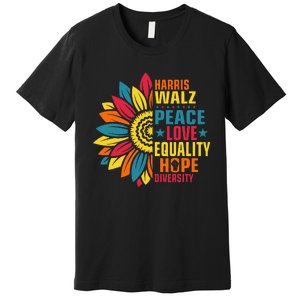 Kamala Harris Waltz Peace Love E Hope Diversity Premium T-Shirt