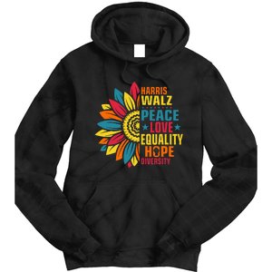 Kamala Harris Waltz Peace Love E Hope Diversity Tie Dye Hoodie