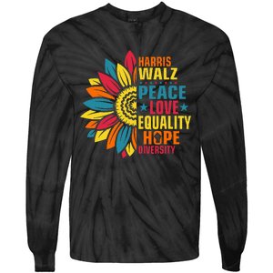 Kamala Harris Waltz Peace Love E Hope Diversity Tie-Dye Long Sleeve Shirt