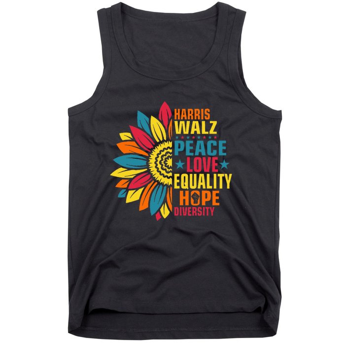 Kamala Harris Waltz Peace Love E Hope Diversity Tank Top