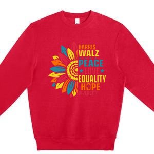 Kamala Harris Waltz Peace Love E Hope Diversity Premium Crewneck Sweatshirt