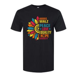 Kamala Harris Waltz Peace Love E Hope Diversity Softstyle CVC T-Shirt