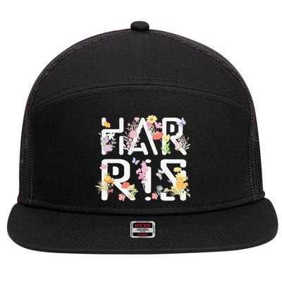 Kamala Harris Wildflower Floral Feminine First Female President 24 7 Panel Mesh Trucker Snapback Hat