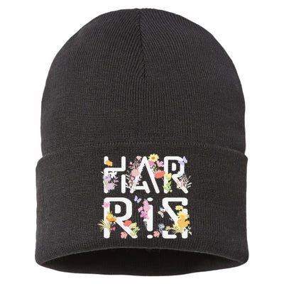 Kamala Harris Wildflower Floral Feminine First Female President 24 Sustainable Knit Beanie