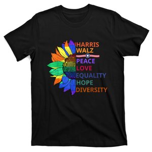 Kamala Harris Waltz Peace Love Equality Hope Diversity T-Shirt