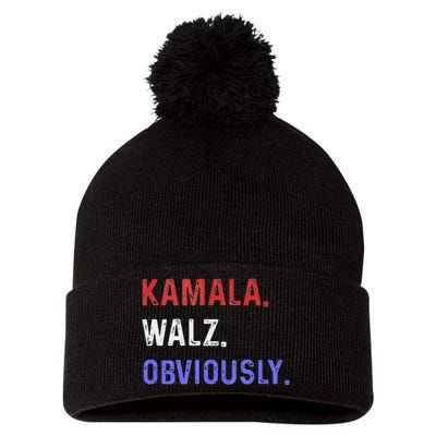 Kamala Harris Walz Obviously 2024 Pom Pom 12in Knit Beanie