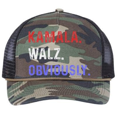 Kamala Harris Walz Obviously 2024 Retro Rope Trucker Hat Cap