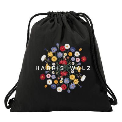 Kamala Harris Waltz Harris Walz Flower Mandala Central Bloom Drawstring Bag