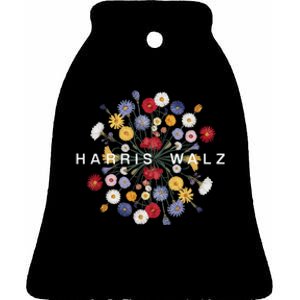 Kamala Harris Waltz Harris Walz Flower Mandala Central Bloom Ceramic Bell Ornament